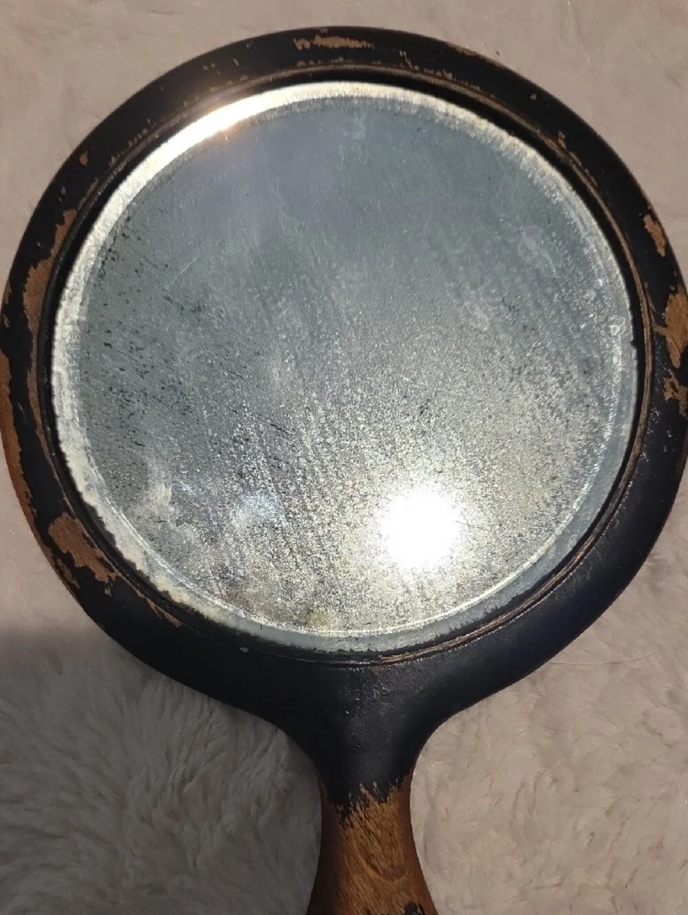 Vintage Round Hand Mirror Wall Decor in Black and Brown